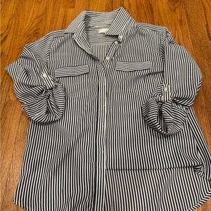 LOFT Navy and White Striped Top